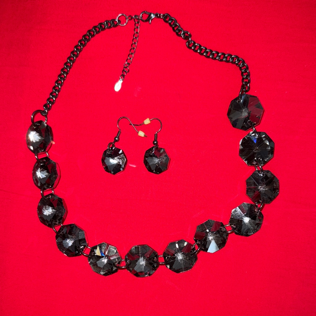 Kirks Folly Faceted Crystal Necklace And Earring Set 15$